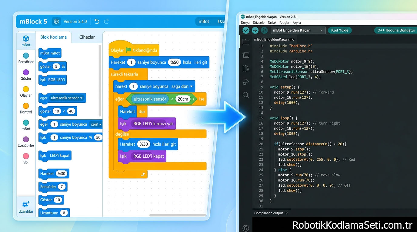 mBlock ve Arduino IDE karşılaştırması